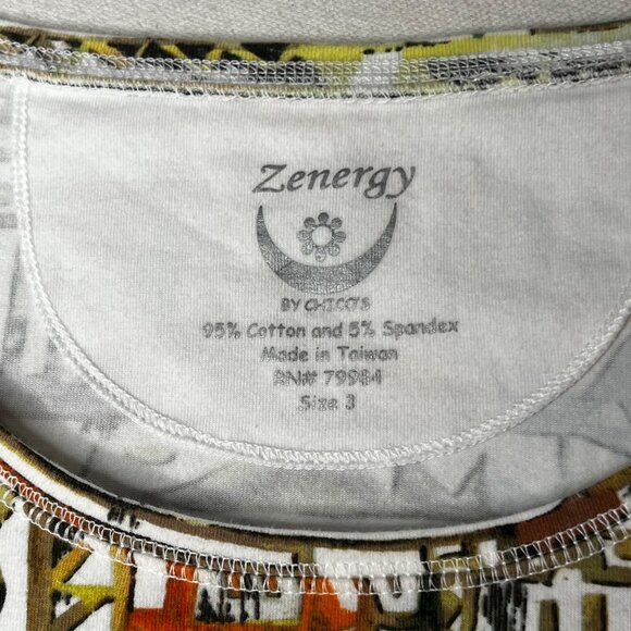 Zenergy By Chico’s Size 3 (US XL 16) Multicolor Abstract Crew Short-sleeve Top - Picture 7 of 14
